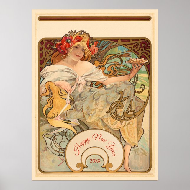 Poster Senhora com Poppies no Cabelo (Frente)