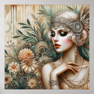 Poster Senhora da Flapper Elegante dos anos 20