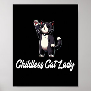 Poster Senhora de Gato Sem Fios - Tuxedo Gato Raising Paw