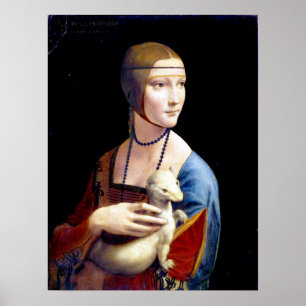 Pôster Senhora de Leonardo da Vinci com um arminho