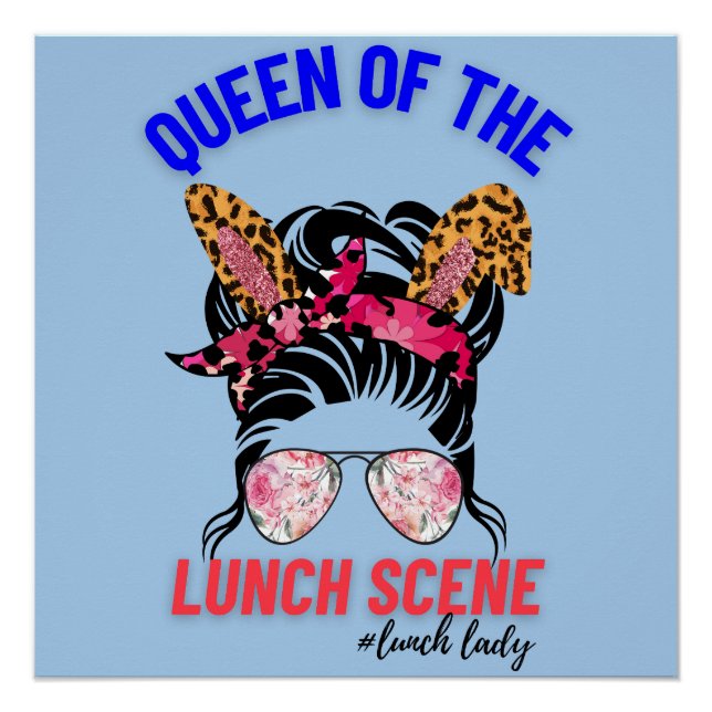 Pôster Senhora do almoço do Bunny floral (Frente)