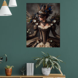Poster Senhora do Tempo Vitoriana Vintage Steampunk