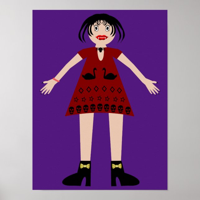Poster Senhora do Vampiro do Halloween Gótica (Frente)