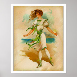 Poster Senhora do Victorian no traje de banho