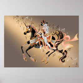 Poster Senhora e Cavalo Mecânico Steampunk