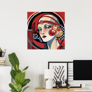 Poster Senhora elegante Art Deco amantes