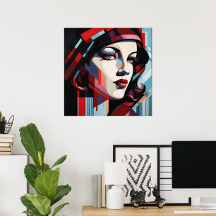 Poster Senhora elegante Art Deco amantes