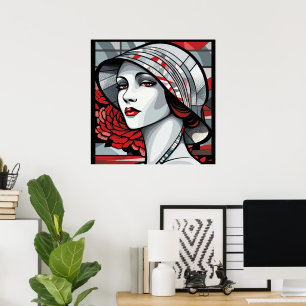 Poster Senhora elegante Art Deco amantes
