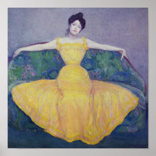 Pôster Senhora em um vestido amarelo, 1899