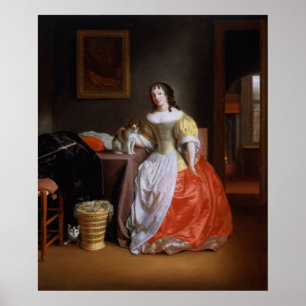Poster Senhora em um vestido amarelo e vermelho