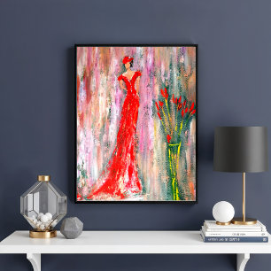 Poster Senhora em vermelho