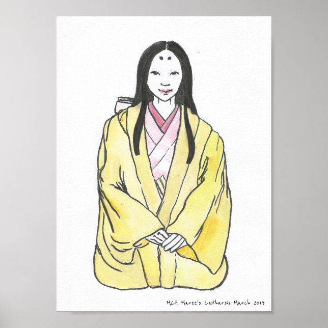 Poster Senhora Fujiwara - Antiga Moda Histórica Japonesa (Frente)