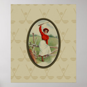 Poster Senhora Golfing Arte do vintage (dois)