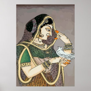 Poster Senhora índia com pomba
