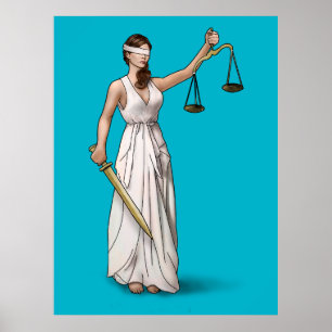 Pôster Senhora Justiça - azul do mergulhador