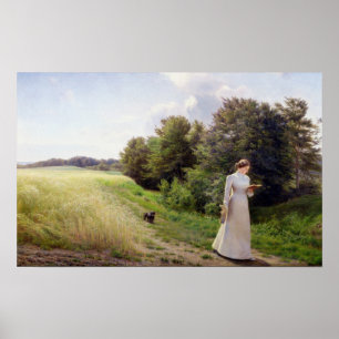 Poster Senhora na leitura branca