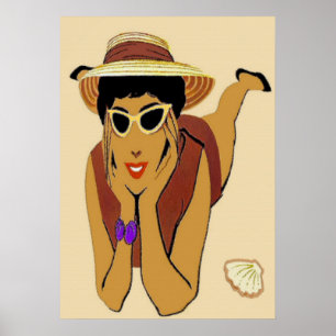 Pôster Senhora na praia