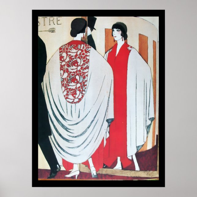 POSTER SENHORA NO ESPELHO, BELEZA DA MODA ART DÉCO (Frente)