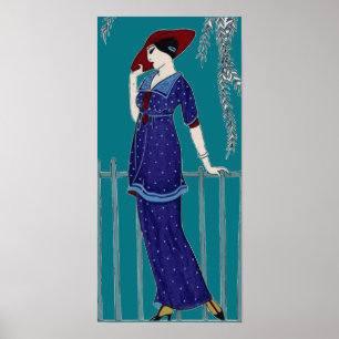 Poster Senhora parisiense da forma do 1920 do vintage
