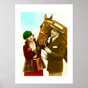 Pôster Senhora, senhor e cavalo