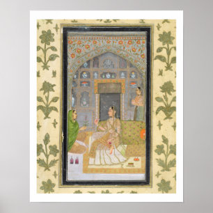 Pôster Senhora sentada em um Pavilhão com tratadores, de