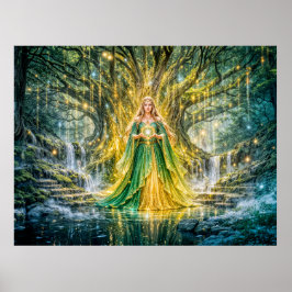 Poster Senhora Sob a Árvore do Mundo Fantasia Encantada