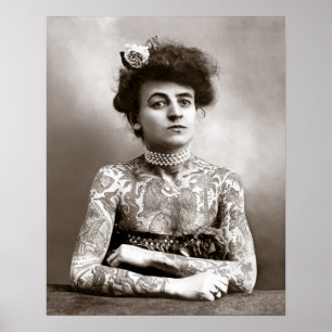 Poster Senhora Tattooed, 1907. Foto do vintage