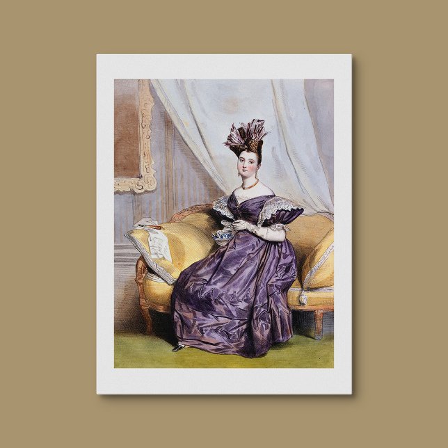 Poster Senhora Victoriana Elegante com Teacup - Arte Vint (Criador carregado)