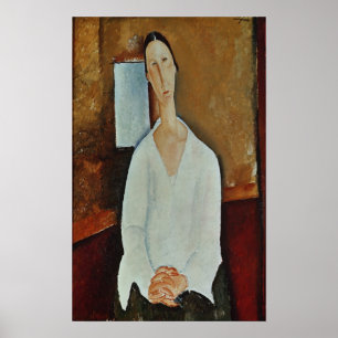 Pôster Senhora Zborowska com mãos Clasped, c.1917