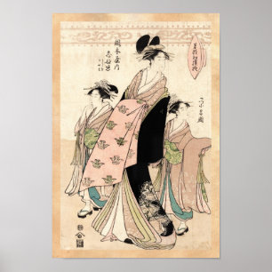 Pôster Senhoras japonesas legal da gueixa do ukiyo-e do