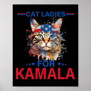 Poster Senhoras Para Kamala Funny Cat 2024 Presidente Kam