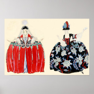 PÔSTER SENHORAS ROCOCÓ BELEZA, DESIGNER DE MODA E ROUPAS