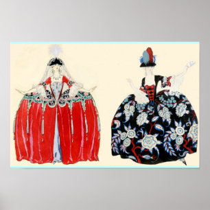 PÔSTER SENHORAS ROCOCÓ BELEZA, DESIGNER DE MODA E ROUPAS