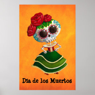 Pôster Senhorita morte de Diâmetro de Muertos Mexicano