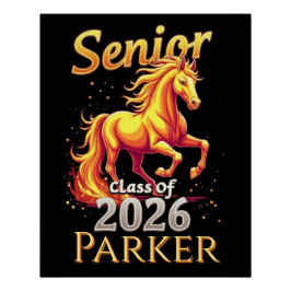 Pôster Senior 2026 Class Fire Horse Personalized Glossy