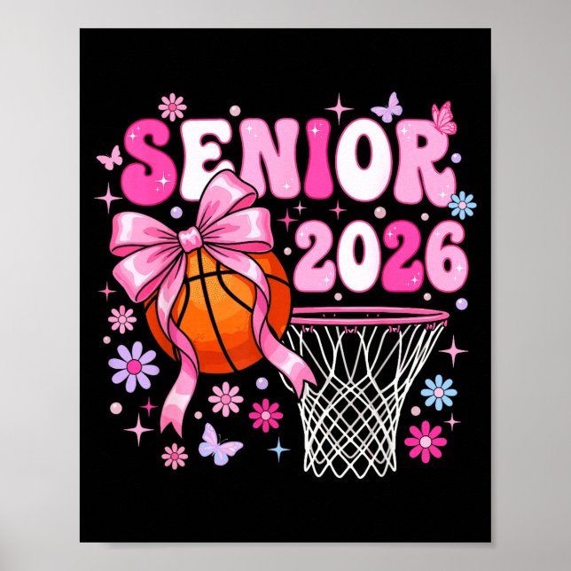 Poster Senior 2026 class of 2026 basketball coquette bow (Frente)