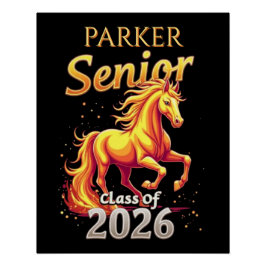 Pôster Senior 2026 Graduation Personalized Fire Horse