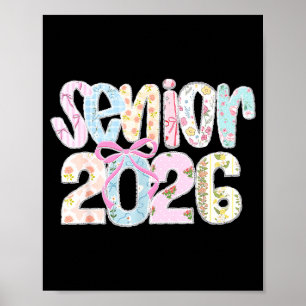 Poster Senior 2026 letras em patchwork floral pastel com