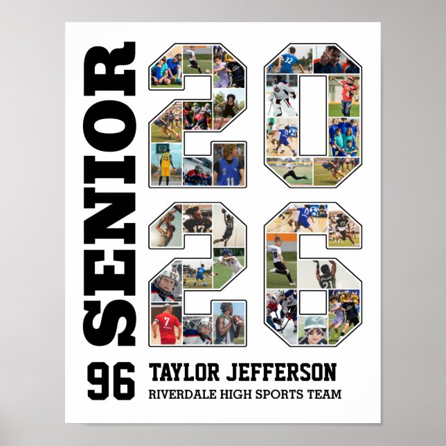 Poster Senior 2026 School Sports Team Photo Collage (Frente)