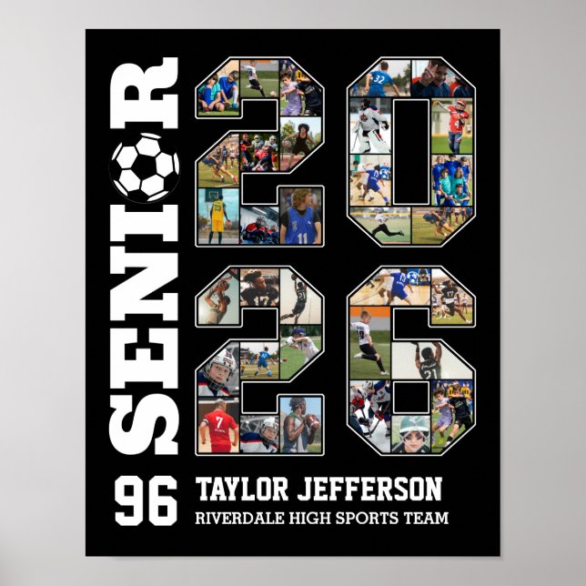 Poster Senior 2026 Soccer Team Sports Photo Collage (Frente)