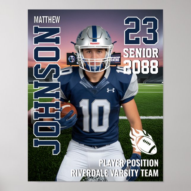 Poster Senior Football Team Custom Photo Gift Sports (Frente)