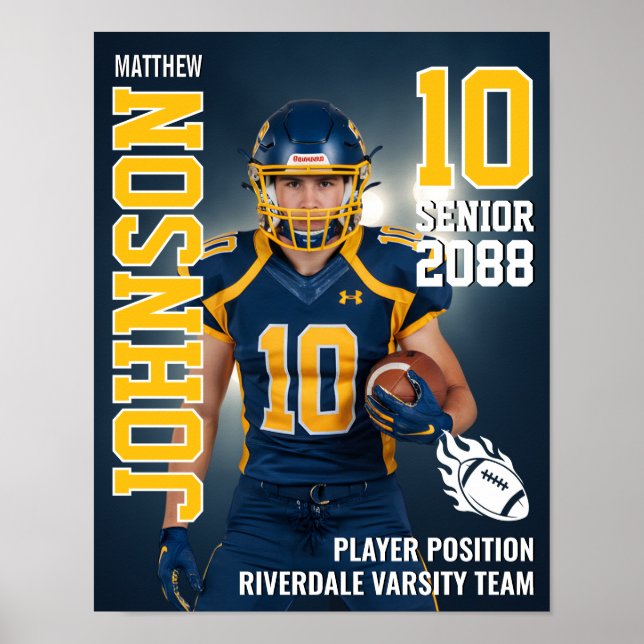 Poster Senior Football Team Player Photo Gift Sports (Frente)
