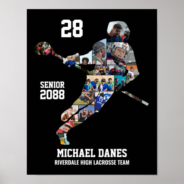 Poster Senior Lacrosse Custom Sports Photo Collage (Frente)