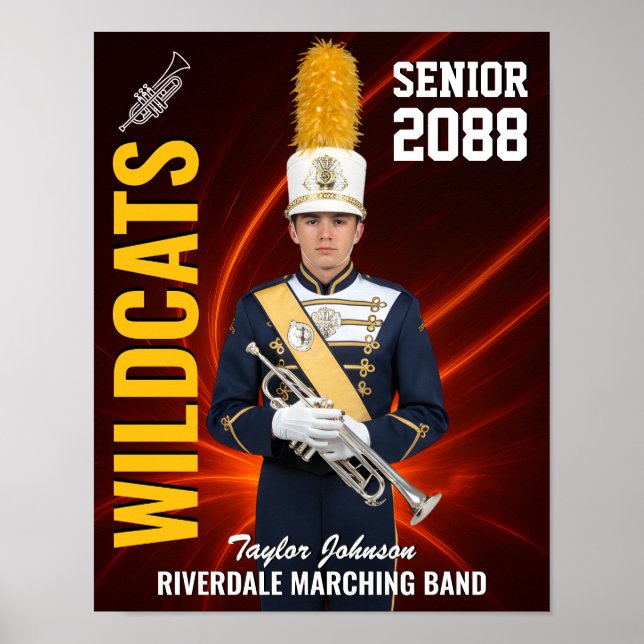 Poster Senior Marching Band Custom Portrait Photo Sports (Frente)