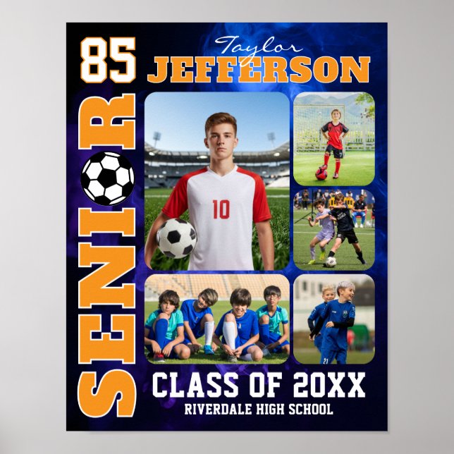 Poster Senior Night Soccer Player Sports Photo Collage (Frente)