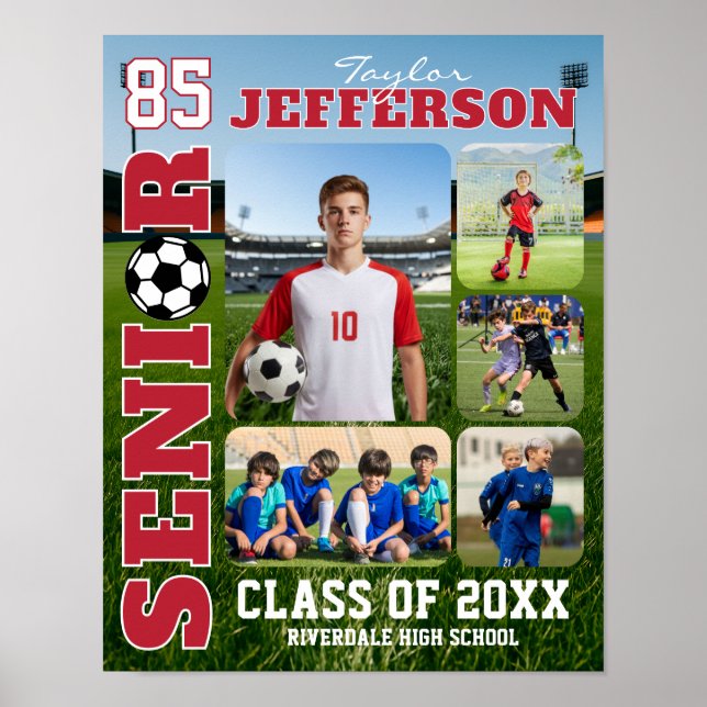 Poster Senior Night Soccer Team Sports Photo Collage (Frente)