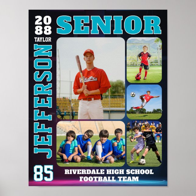 Poster Senior Night Sports Team Player Photo Collage (Frente)