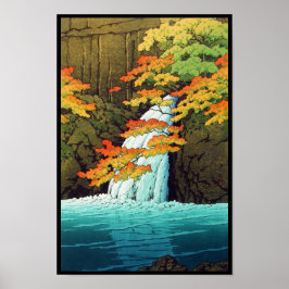 Pôster Senju Waterfall, Akame Hasui Kawase shin hanga art