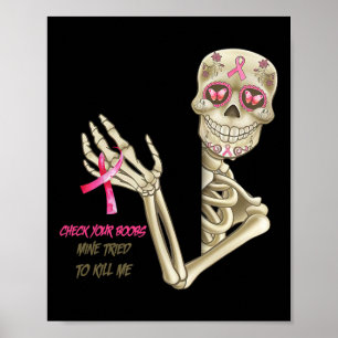 Poster Sensibilização do Cancer Mama Esqueleto Verifique