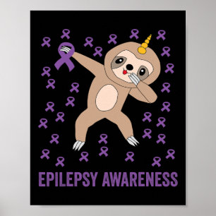 Poster Sensibilização para a epilepsia faixa púrpura - se